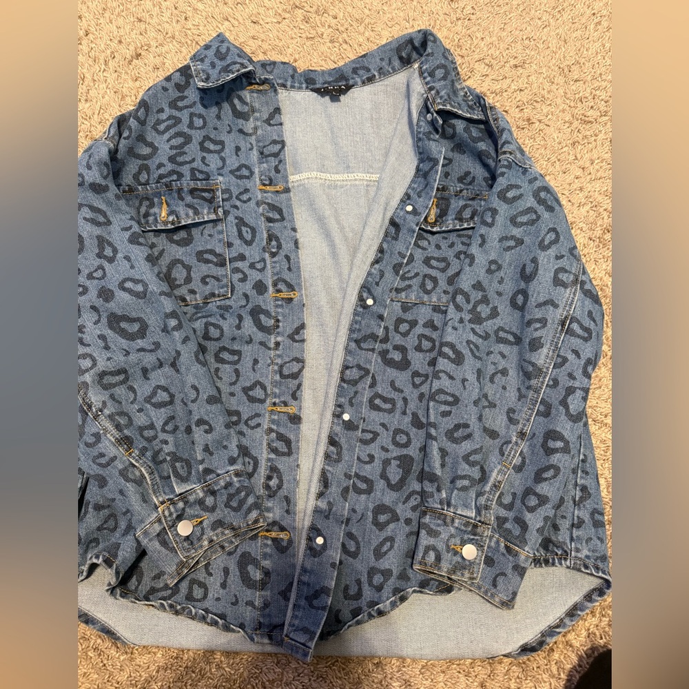 Cheetah print denim jacket